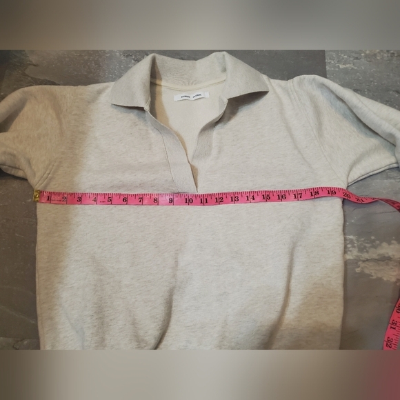 Samsoe Samsoe "Elli polo" long sleeve sweater. Heathered grey and cream. Size S. - Picture 10 of 12